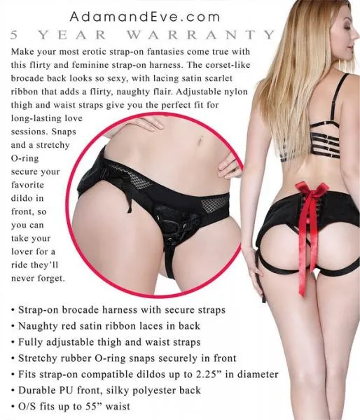 Adam and Eve Toys Female Sex Toys Red Ribbon Harness Strap On OS Adam and Eve Toys Female Sex Toys Red Ribbon Harness Strap On OS