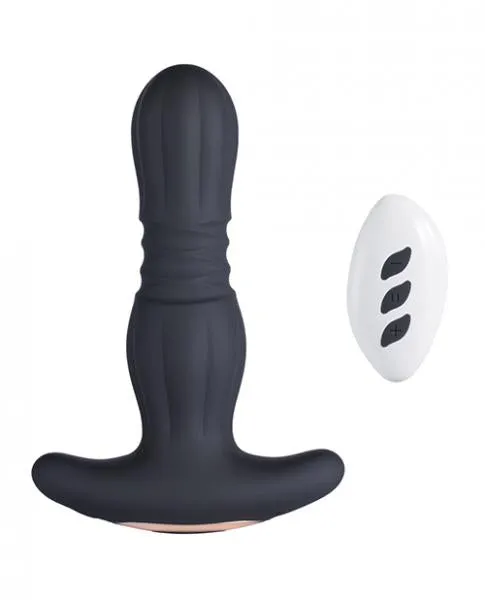 Anal Agas Thrusting Butt Plug W Remote Control Black Honey Play Box