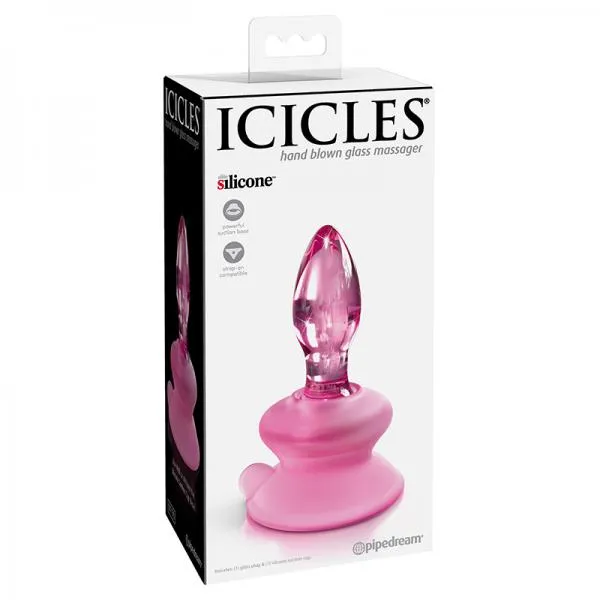 Anal Icicles No 90 Glass Suction Cup Anal Plug Pink Pipedream