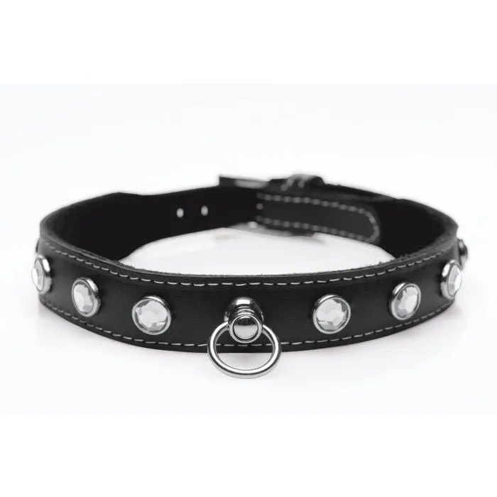 Anal XR Brands The Master Series Bling Vixen Leather Choker w Clear Rhinestones Black Anal XR Brands The Master Series Bling Vixen Leather Choker w Clear Rhinestones Black