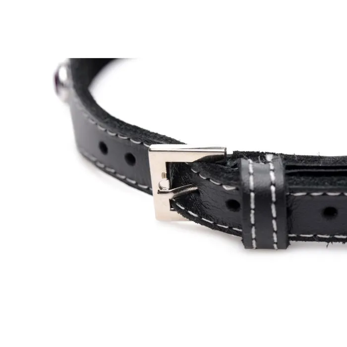 Anal XR Brands The Master Series Bling Vixen Leather Choker w Clear Rhinestones Black