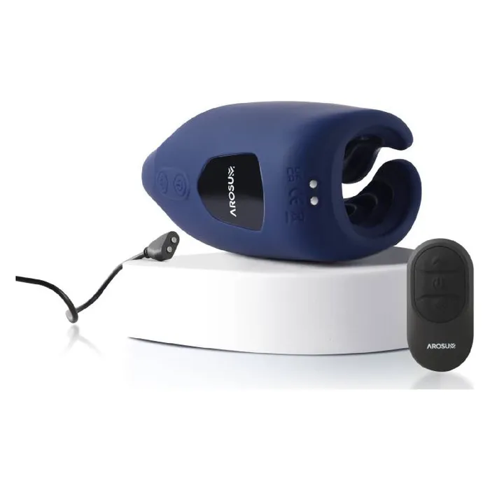 Arosum Vibrators Rechargeable Male Shaft and Glans Stimulator PulsateX Blue