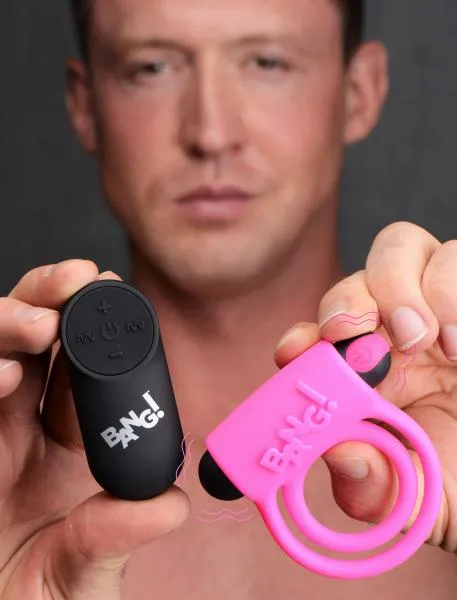 Couples Bang Remote Control 28x Vibrating Cock Ring And Bullet Pink