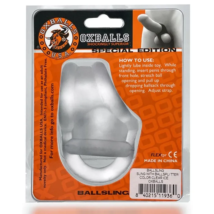Dildos OxBalls Ballsling Split Sling Clear Ice