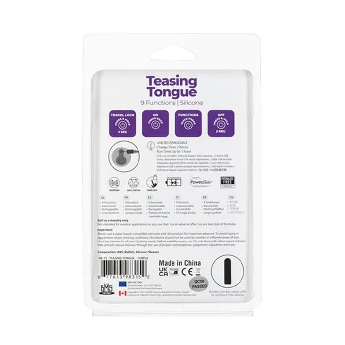 Female Sex Toys PowerBullet Teasing Tongue with Rechargeable Bullet Purple BMS Factory