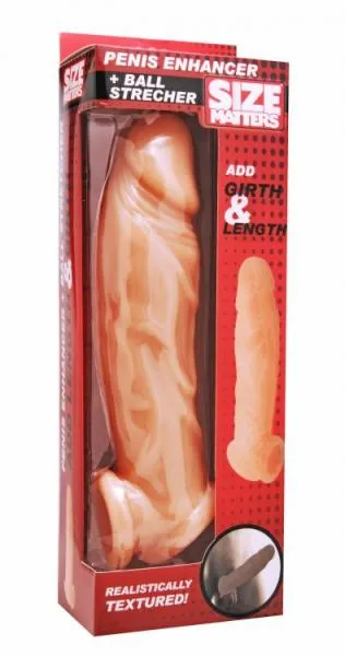 Male Sex Toys Realistic Penis Enhancer And Ball Stretcher Beige Size Matters Male Sex Toys Realistic Penis Enhancer And Ball Stretcher Beige Size Matters