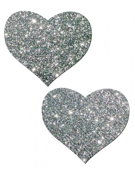 Pastease Brand Pasties Anal Heart Silver Glitter Pasties OS