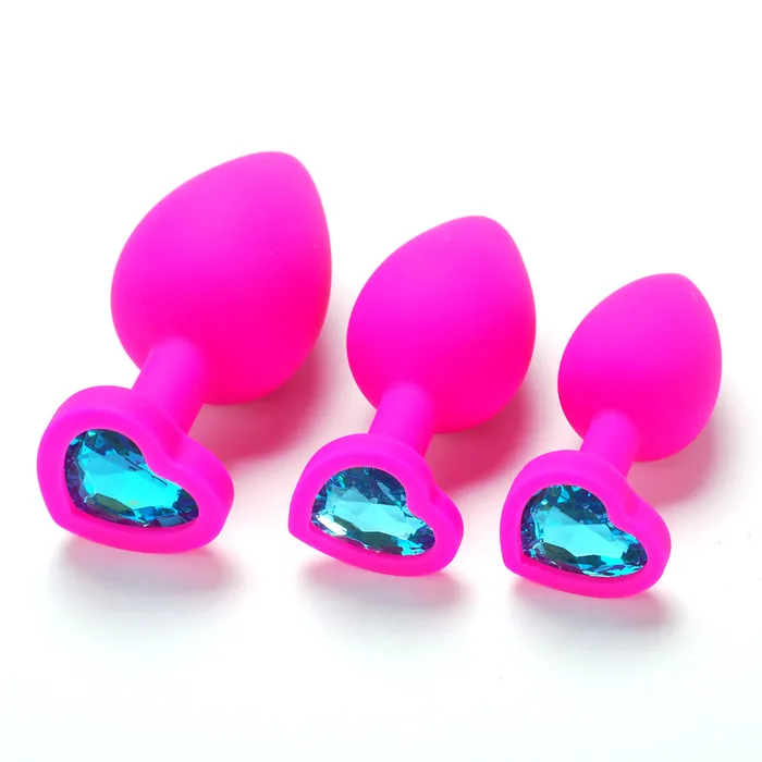 Plesur Company Anal Butt Plug Medium Silicone Heart Anal Plug 3 Color Options