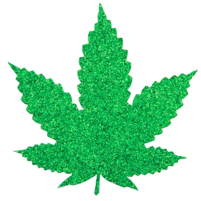 Plesur Company Vibrators Pasties Pot Leaf Glitter 5pk