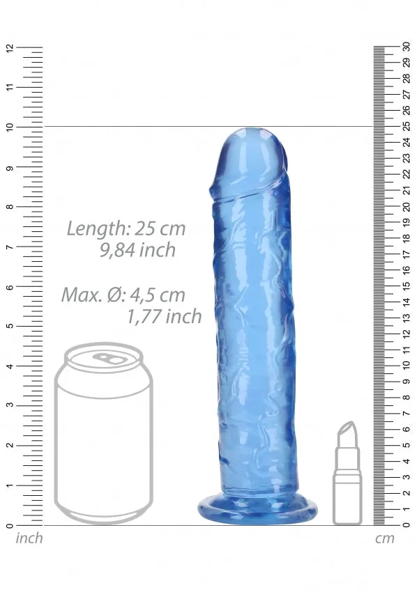 Realrock Dildos Crystal Clear Dildo 9 Inch Straight No Balls Blue