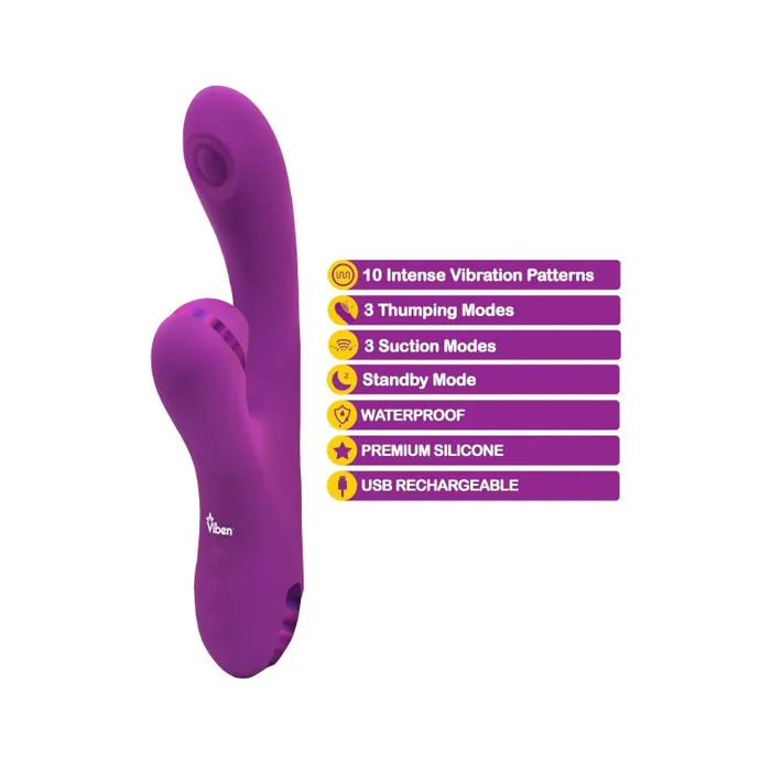 Rechargeable Thumping Suction Rabbit Dazzle Berry Viben Female Sex Toys