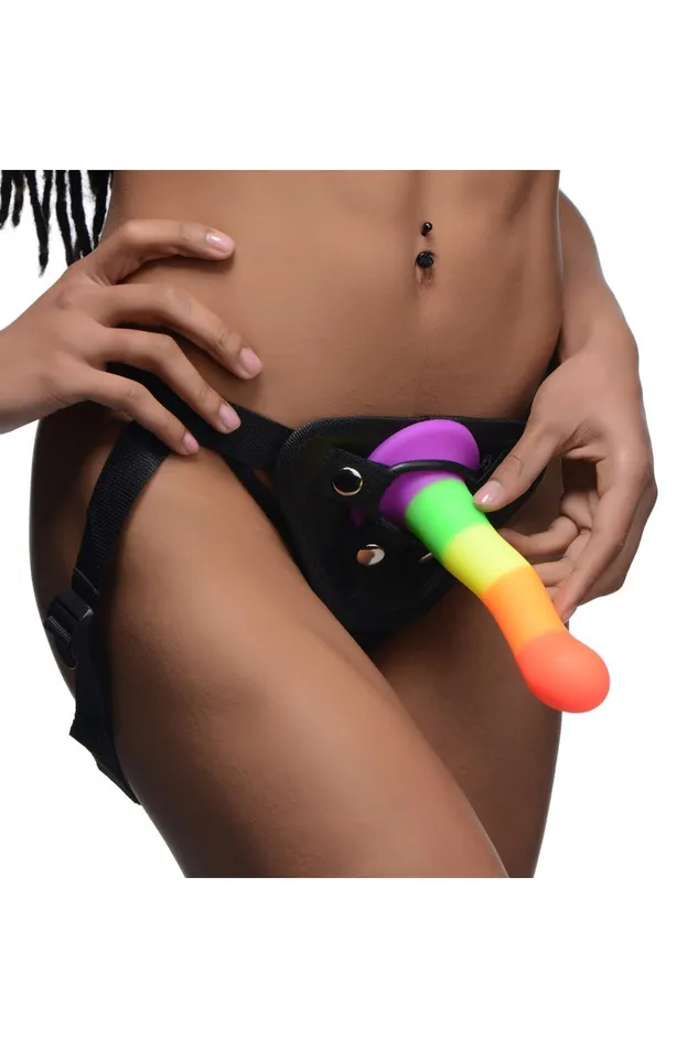 Sd Female Sex Toys Proud Rainbow Silicone Dildo with Harness
