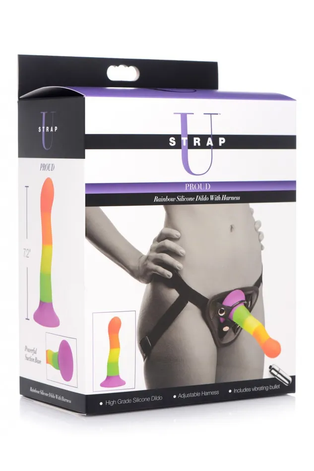 Sd Female Sex Toys Proud Rainbow Silicone Dildo with Harness
