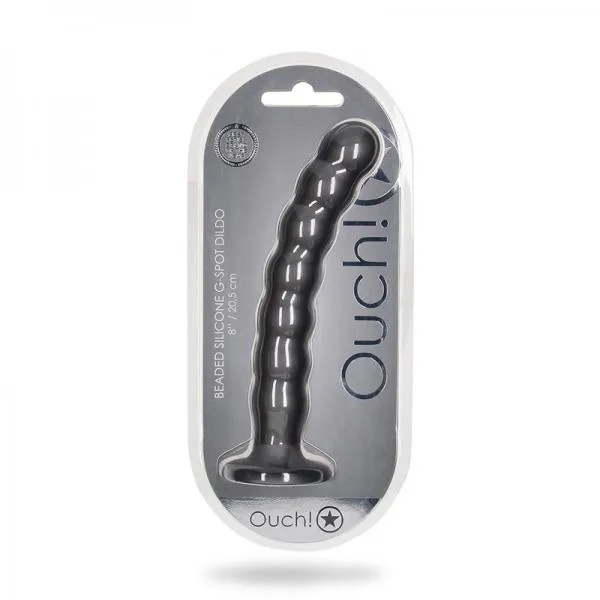 Seductucom Dildos Shots Ouch Beaded Silicone 8 In G Spot Dildo Gunmetal