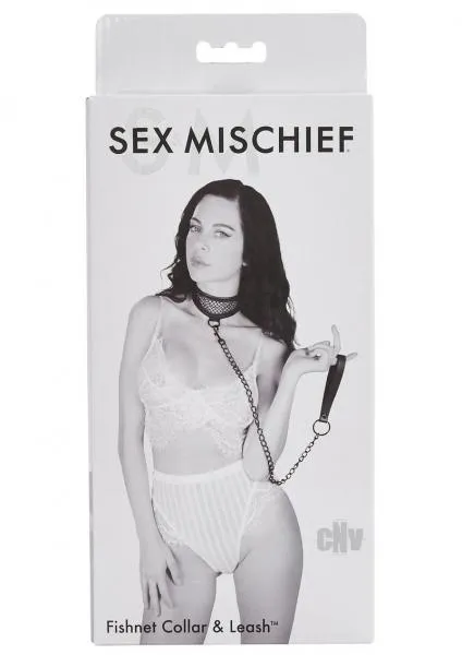 Sportsheets Anal Sex Mischief Fishnet Collar And Leash Black Sportsheets Anal Sex Mischief Fishnet Collar And Leash Black