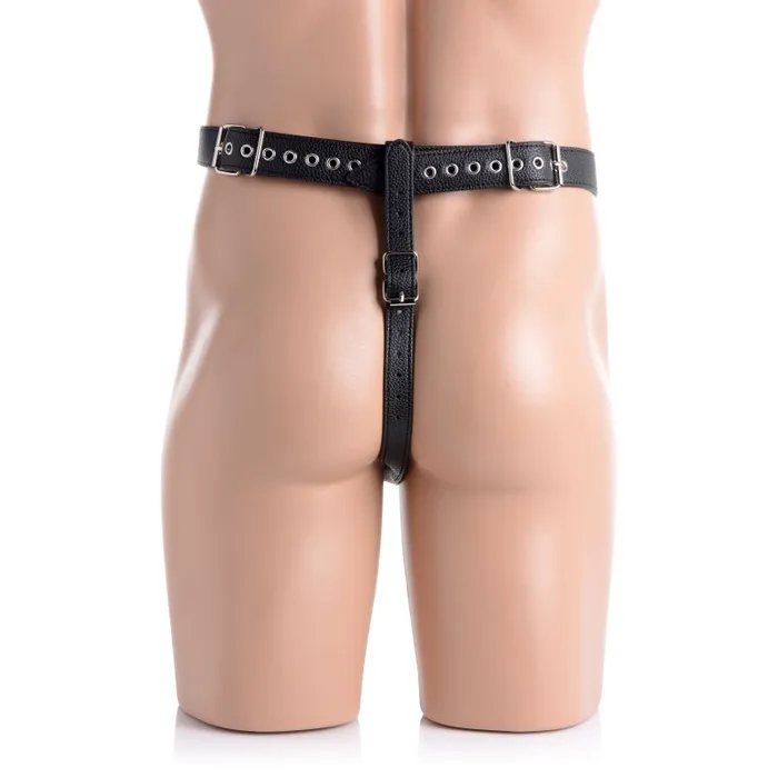 Strict Male Chastity Harness w Anal Plug Black Anal