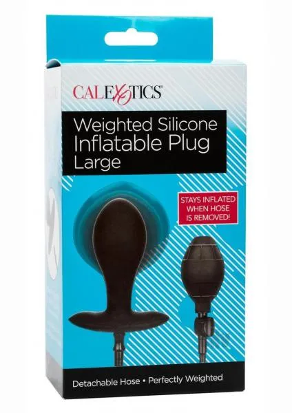 Weighted Silicone Inflate Plug Lg Black Seductucom Anal