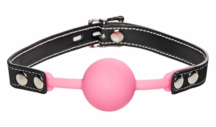 XR Brands Dildos Frisky Glow Gag Glow in the Dark Silicone Ball Gag PinkBlack