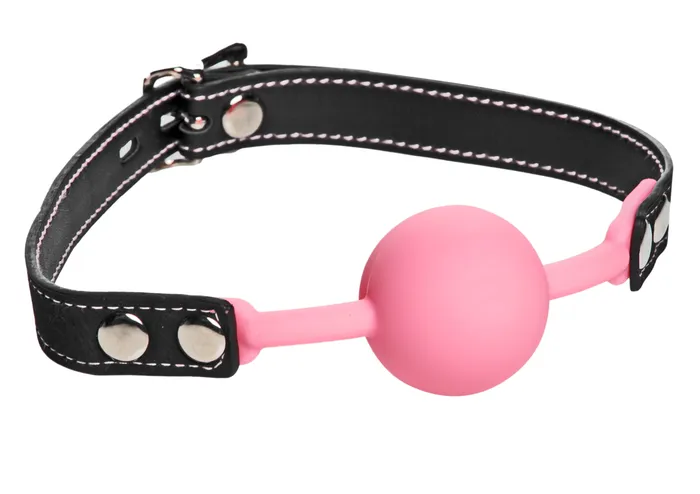 XR Brands Dildos Frisky Glow Gag Glow in the Dark Silicone Ball Gag PinkBlack
