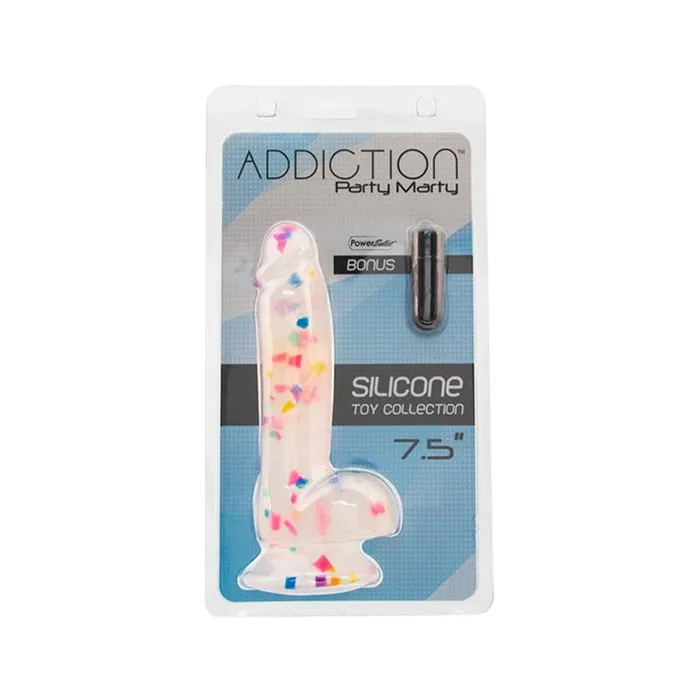 Addiction Silicone Toy Collection Party Marty 75 in Dildo Frost Confetti BMS Enterprises Dildos