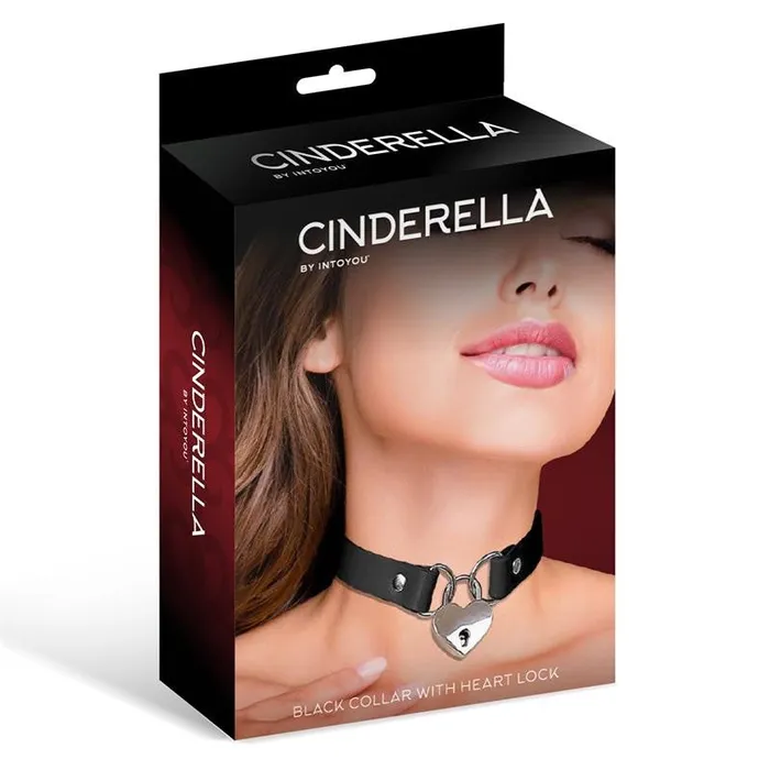 Eco leather choker with metal padlock heart with Cinderella key Intoyou Female Sex Toys