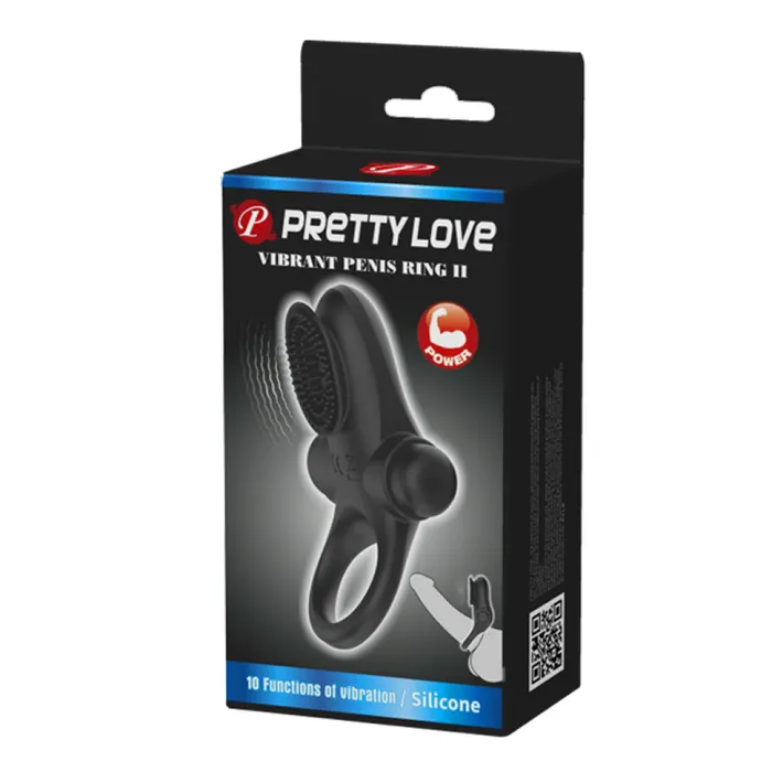 Female Sex Toys Pretty Love Vibrating Silicone Clitoral Stimulator Vibrant Cock Ring II Black
