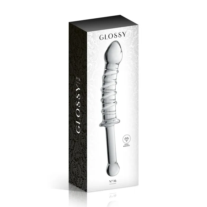 Glass dildo with relief transparent Glossy 16 Glossy Toys Female Sex Toys