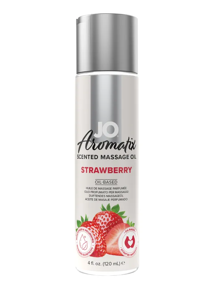 JO Lubricants Couples JO Aromatix Strawberry Massage Oil 4 fl oz120ml