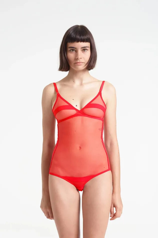 Le Pop Lingerie Yasmine Eslami Serena Bodysuit Kiss Red M Vibrators