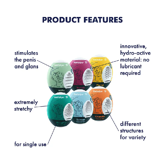 Masturbator Egg 6er Set Assorted Assorted Satisfyer Male Sex Toys