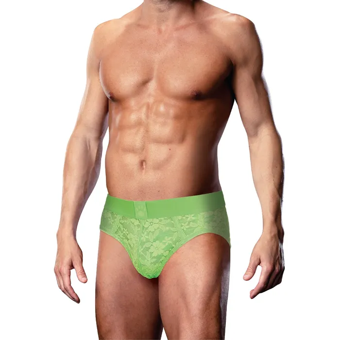 Prowler Female Sex Toys Prowler Neon Green Lace Open Back Brief Small