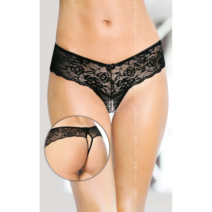 Softline Crotchless Lace Thong Black Softline Anal