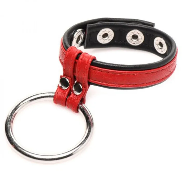 Strict Leather Male Sex Toys Strict Leather Cock Gear Leather and Steel Cock Ball Ring Red Strict Leather Male Sex Toys Strict Leather Cock Gear Leather and Steel Cock Ball Ring Red