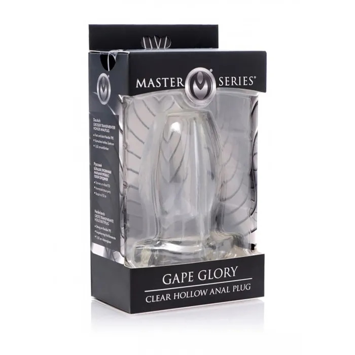 XR Brands Butt Plug with Hole Gape Glory L Transparent Male Sex Toys