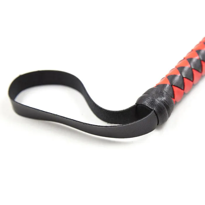 19m Extra Long Faux Leather Bondage Braided Whip BlackRed GN Restraints