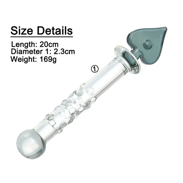 20cm Spade Beaded Glass Dildo Anal Plug Unique Pleasure Toy SexyPlay Anal