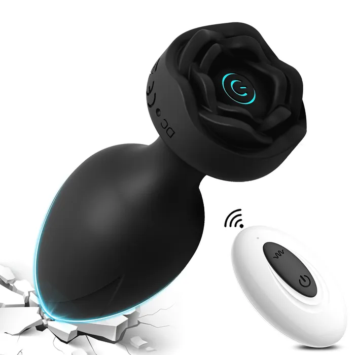 AH Anal AH ROSE Remote Control Anal Plug Vibrator Black