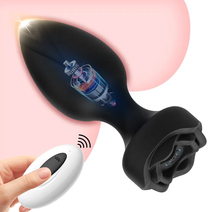AH Anal AH ROSE Remote Control Anal Plug Vibrator Black