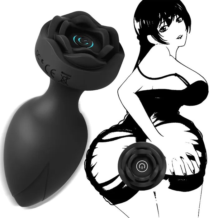 AH Anal AH ROSE Remote Control Anal Plug Vibrator Black