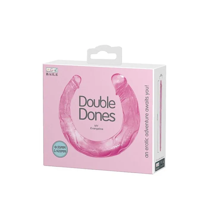 Double Dong Bendable Jelly Soft Pink Dildo 42 CM Baile Sex Toy Dildos