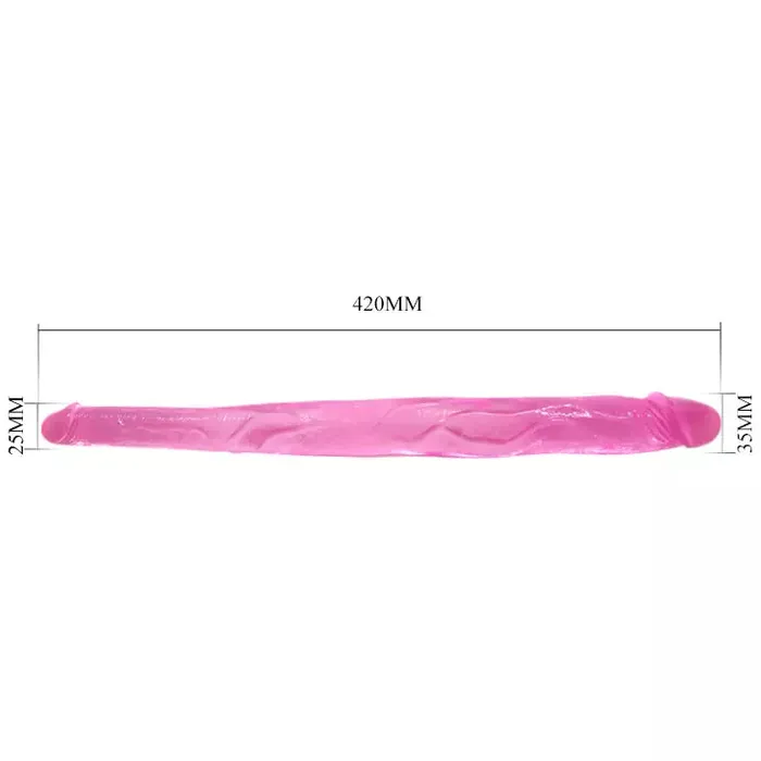 Double Dong Bendable Jelly Soft Pink Dildo 42 CM Baile Sex Toy Dildos