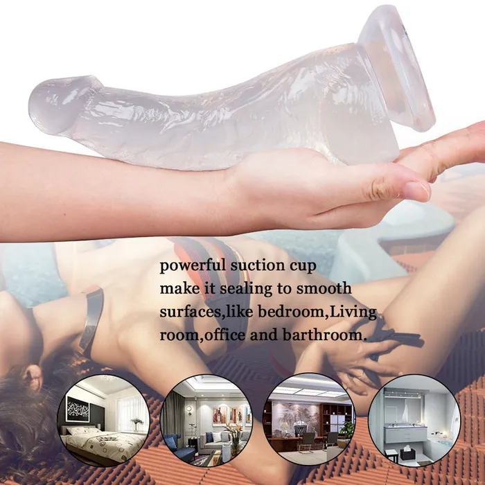 Female Sex Toys MD MD BroWing 22cm Crystal Dildo with Suction Cup Clear