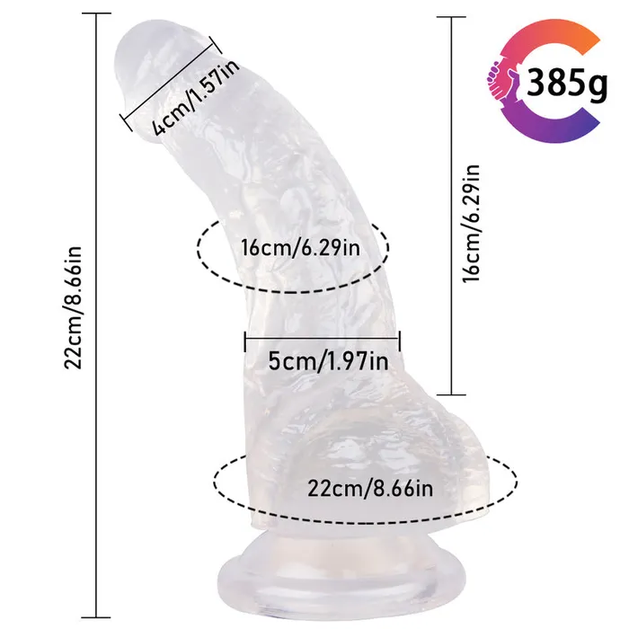 Female Sex Toys MD MD BroWing 22cm Crystal Dildo with Suction Cup Clear