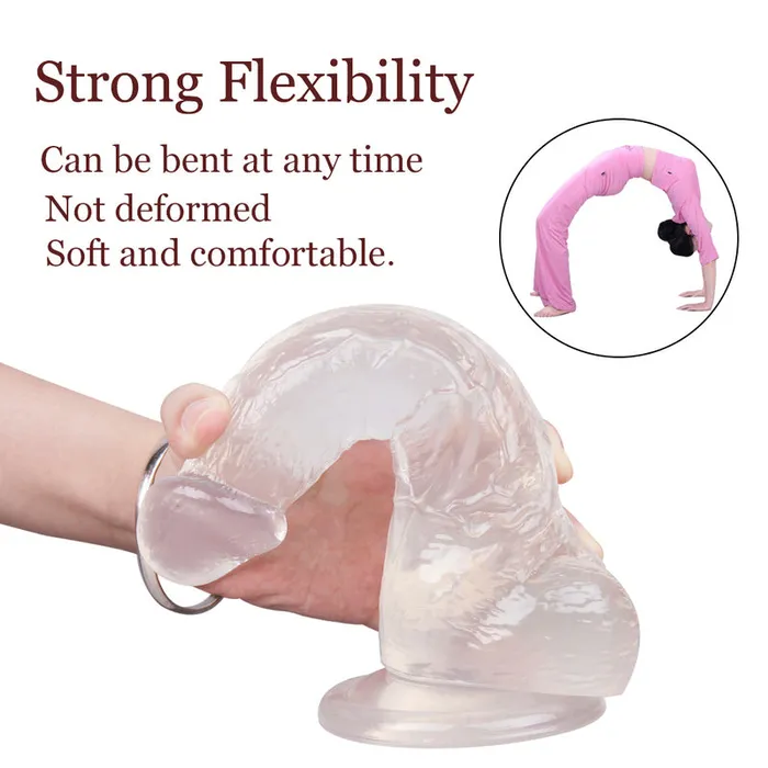 Female Sex Toys MD MD BroWing 22cm Crystal Dildo with Suction Cup Clear