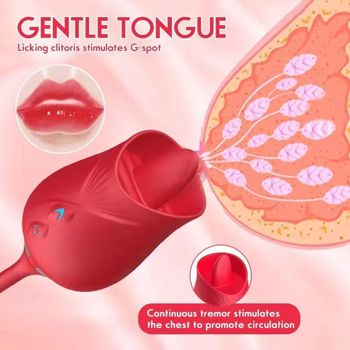 FULLROSE FULLROSE Realistic Tongue Licking Thrusting Dildo Vibrator Female Sex Toys
