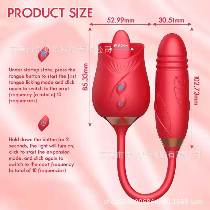 FULLROSE FULLROSE Realistic Tongue Licking Thrusting Dildo Vibrator Female Sex Toys