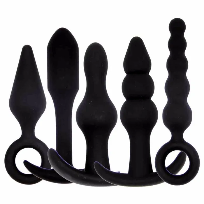 Kinkpod Anal Exotic Silicone Plug with handles various shapes in Black