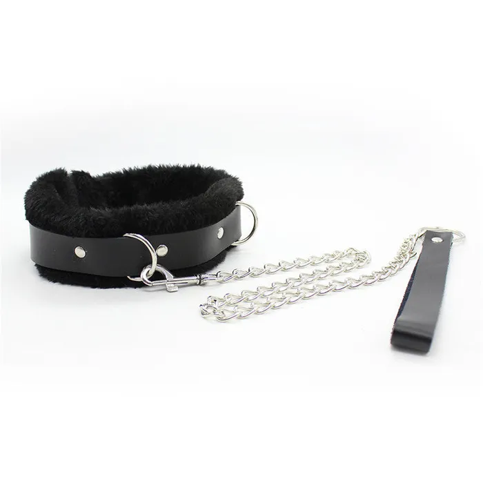 Male Sex Toys SexyPlay BDSM Furry Soft PU Leather Collar Leash Restraints