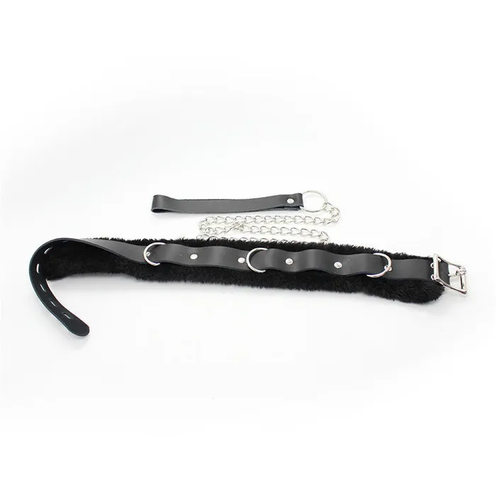 Male Sex Toys SexyPlay BDSM Furry Soft PU Leather Collar Leash Restraints
