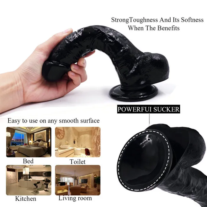 MD Female Sex Toys MD Stallion 23cm Heavy Crystal Realistic Dildo Black